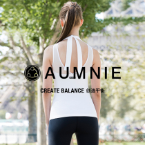 AUMNIE Aomini Ribbon Vest Womens new sports jacket lace-up mesh stitching lace-up fitness yoga clothing