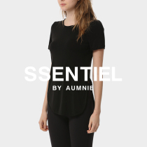 AUMNIE Australian hominy high and low fork T-shirt yoga short sleeve T-shirt female speed dry breathable light and thin loose fitness suit summer