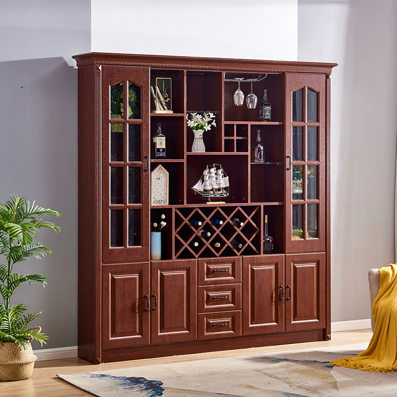 Solid wood colored food sideboard New Chinese wine cabinet against the wall Modern simple restaurant cabinet American cabinet multi-functional locker