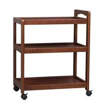 Solid wood dining car Household three-layer cart Mobile storage shelf Hot pot side cabinet Kitchen storage pulley car