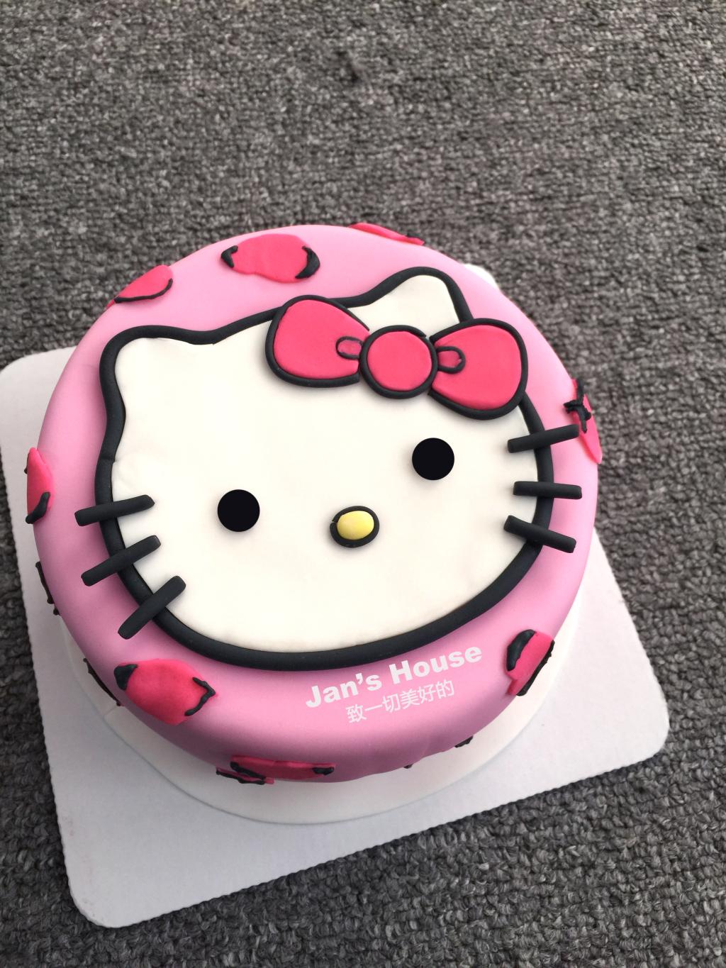 简屋 上海/苏州 卡通人偶 hello kitty翻糖蛋糕 粉色豹纹定制生日