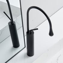German craft simple aesthetics Black raised rotating hot and cold wash basin faucet art basin basin faucet