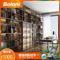 Boloni modern light luxury aluminum frame glass wardrobe display cabinet Living room bedroom study cabinet class customization Bernia