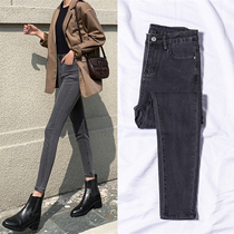 women's tobacco grey octave jeans spring autumn 2022 new high waist slim fit slim fit ankle pencil pants
