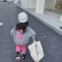 Girls sweatshirt 2022 spring new foreign air cotton Korean version loose sleeve head round neck baby girl blouses street