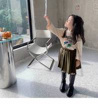 Girl 100 pleats half dress foreign air 100 lap spring autumn Korean version Short skirt Fried Street Woman Baby Academy Wind half body dress