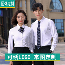 Diy custom spring and autumn professional shirt suit Real estate 4S store sales formal frock long shirt embroidery LOGO