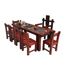 Old boat wood tea table and chair combination living room balcony small tea table office tea table kung fu tea table solid wood furniture special offer