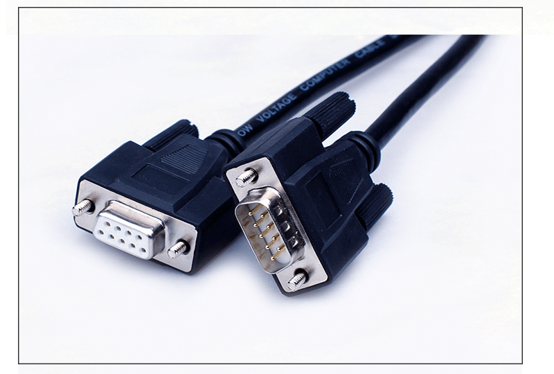 黑色 全铜 rs232串口线 公对母 直连 交叉 db9连接线 9针数据线