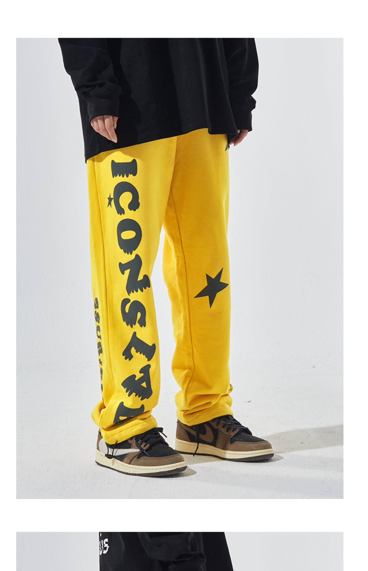 丝叔潮社iconslab联名ssur plus星星字母运动休闲裤抽绳男女潮牌_慢慢