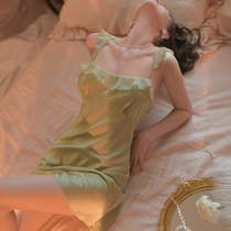 SLP silk pajamas womens back sling lace nightdress summer thin section pure desire sexy hot dress