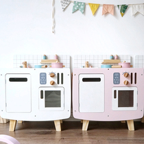 Export childrens kitchen toys wooden play house mini simulation kitchen set doll girl baby gift