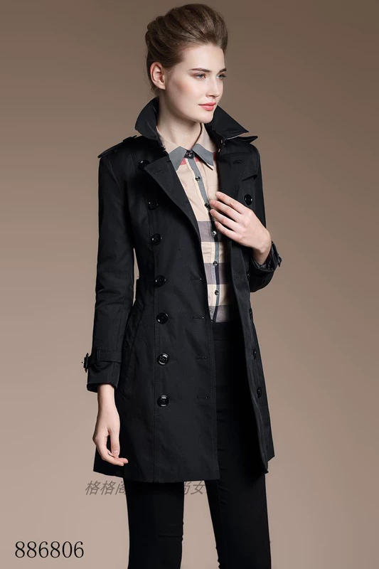 Năm 2021 mùa xuân Anh cập nhật chính hãng của phụ nữ mới áo gió mỏng chống thấm nước hai bên ngực áo khoác dài giữa eo áo khoác - Trench Coat