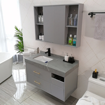 Rock board bathroom cabinet modern simple toilet wash table washbasin cabinet combination integrated integrated sink feng shui mirror