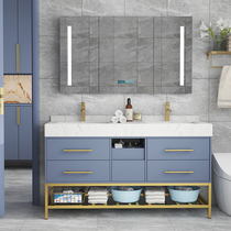 Simple modern bathroom cabinet floor-standing toilet washbasin cabinet combination rock board sink sink feng shui mirror cabinet