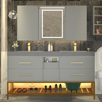 Rock board bathroom Nordic bathroom cabinet floor-standing hand washbasin cabinet combination toilet washbasin mirror cabinet
