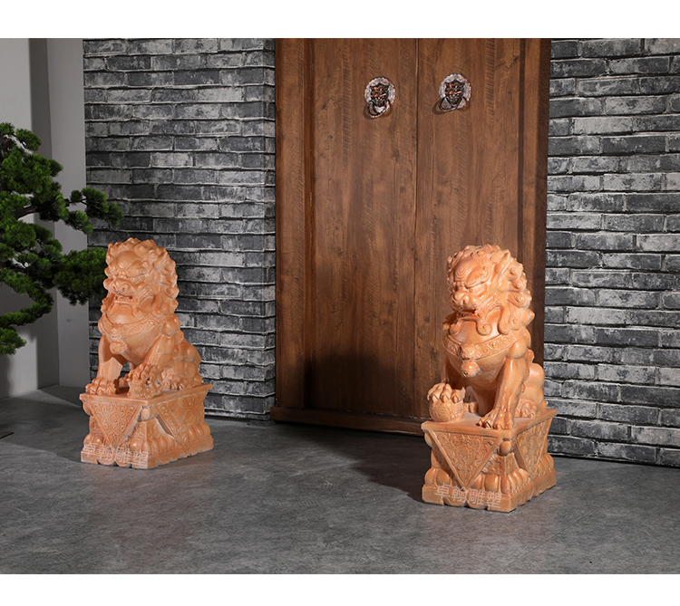 石雕石狮子一对汉白玉家用酒店看门镇宅门口摆件青石墓地小石狮子