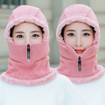 Cycling cold-proof and warm wool headgear hat female winter electric car windproof mask plus velvet thickening face and neck mask