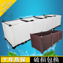 White Plastic Outdoor Balcony Planting Box Family Small Yard Top of the Deepened Rectangular Vegetable Basin