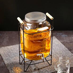 复古玻璃瓶开关瓶果汁桶冷饮啤酒桶8升5升不耐热饮料桶abs水龙头