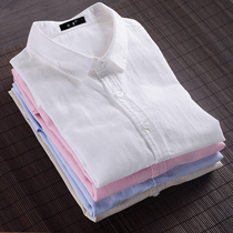 2019 Summer Cool Thin White Linen Shirt Men Short Sleeved Young Casual Cotton Shirt I