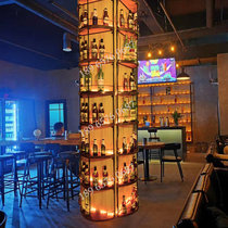 Iron frame bar partition wine rack Wall hanging column decorative luminous wine rack Bar display rack Wine rack wine cabinet display