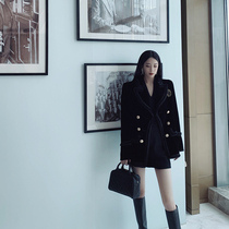 Velvet Suit Jacket Woman Superior Sense Design Niche Korean Version Loose Black Little West Suit Women 2022 New