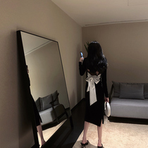 Temperament One-piece Dress Woman 2022 Spring new French Velvet Vintage Square Collar Long Dress Casserin Little Black Dress