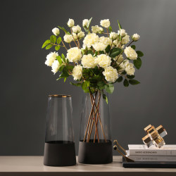 Modern simple light luxury transparent glass vase ornaments living room flower arrangement Nordic TV cabinet dining table home decorations