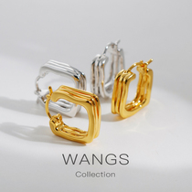 WANGS 2022 New earrings are minimal and cold and wind 18k gold plated fine luxury luxury commuter earrings