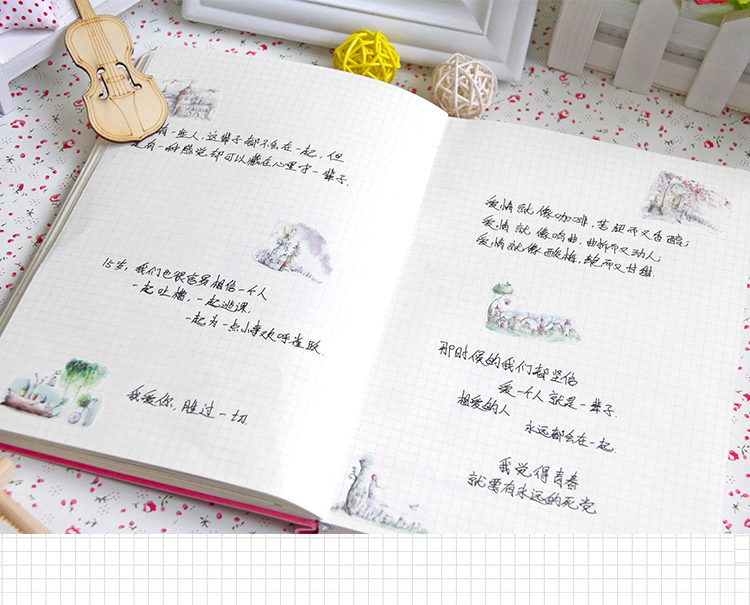 古风唯美风景人物diy手账和纸胶带人物小清新动漫少女