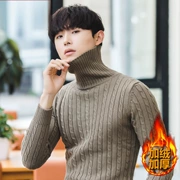 Cộng thêm phân bón XL trẻ trung béo áo len nam cao cổ trung niên dày mỡ wool 5XL len cộng với áo nhung