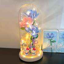 JAKI Jiachi building block flower network red ins and windy flowers blue rose table swing piece diy spell Valentines Day gift