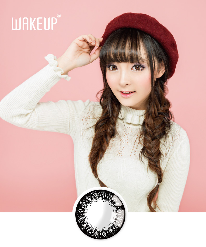 6片装月抛花蕊wakeup美瞳大小直径韩国彩色近视隐形眼镜黑棕褐