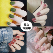 Avocado green Japanese nail art finished wear nail nail patch short natural summer ins Wind senior detachable
