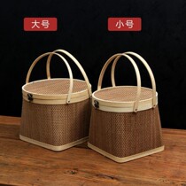 Zongzi gift box empty box Sky round place zongzi moon cake bamboo basket gift box egg bamboo basket fruit basket bamboo basket bamboo basket