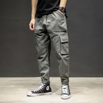 Chao brand autumn and winter Yu Wenle loose multi-pocket overalls pants mens loose straight small feet ins Super fire casual pants