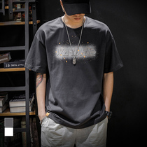 Tide Card Summer Heavy Pound Pure Cotton Short Sleeve T Shirt Male Day Ensemble Big Code Fat Sub Loose Half Sleeves Ins Tide 100 lap of compassion