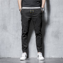 Tide brand 2021 summer thin style trend slim-fitting small feet straight overalls leggings mens loose casual pants all-match