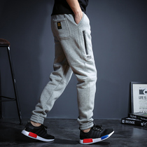 Tide brand 2021 autumn and winter New Mens Health pants warm cotton pants loose small feet casual trousers plus Velvet