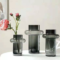 Nordic simple light luxury smoke gray glass vase flower arrangement home decoration hipster hydroponic container Vase ornaments