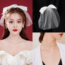 Senior French license photo props head yarn light wedding headgear high license registration small head yarn White yarn