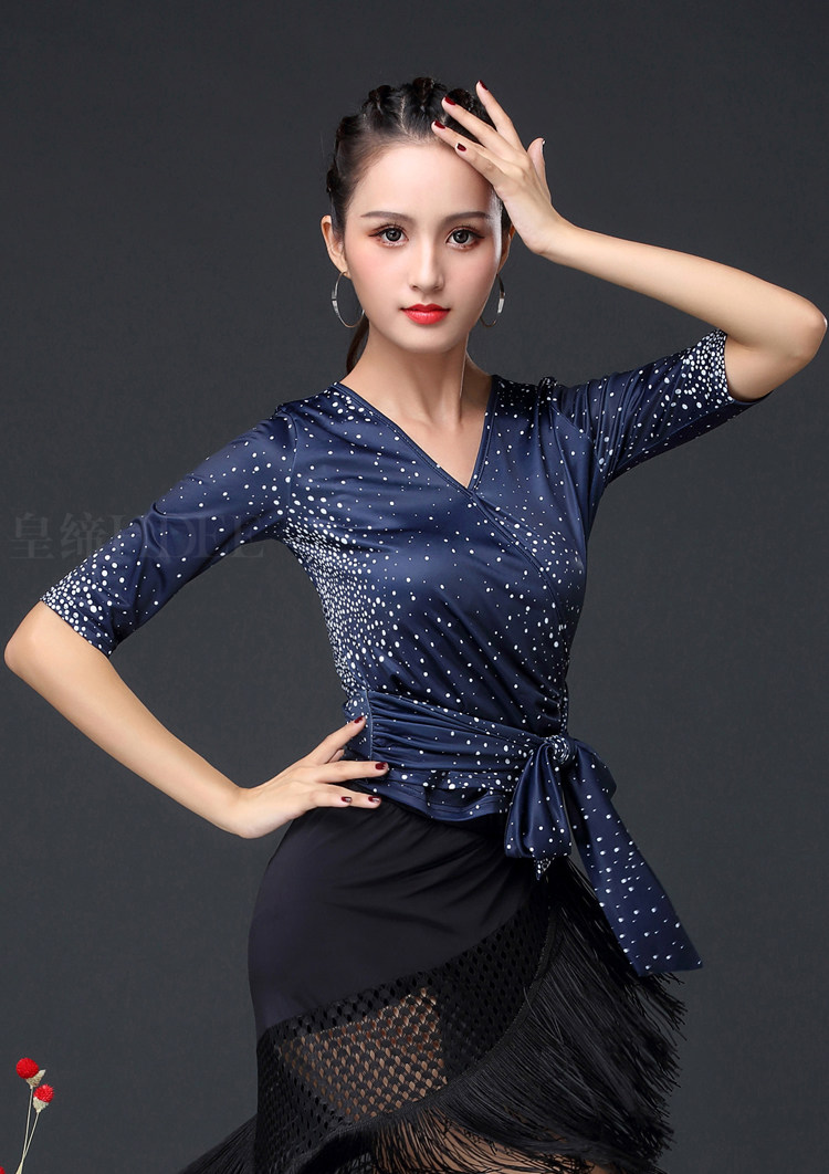 皇缔 国标舞上装新款女成人拉丁舞上衣摩登交谊舞服装练习练功秋