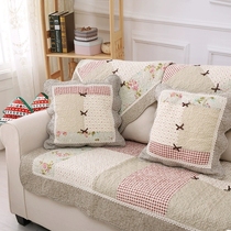 Cotton four seasons universal cotton pastoral sofa cushion Fabric non-slip cushion Three-person sofa cover backrest towel