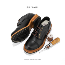 Brogue leather shoes mens high-end low-top Martin boots mens leather new leather all-match retro tooling shoes mens tide