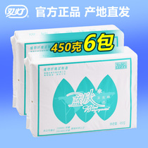 Double lamp Lanxin flat toilet paper 450g 6 packs Household family affordable thickened coarse toilet paper Toilet paper toilet paper
