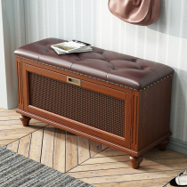 American solid wood changing shoe stool household doorway can sit-in ultra-thin shoe cabinet enter the door storage to wear shoe stool flip