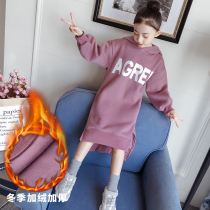 Girls sweatshirt child CUHK child gush integrated suede big in the middle of the autumn and winter Korean version thickened with the outside wearing tide