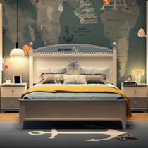 Solid wood childrens bed boys single bed 1 5 multifunctional storage teenager bed 1 2 meters childrens room bedroom furniture