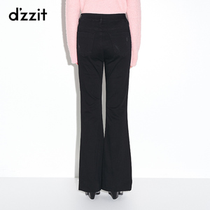dzzit地素 2021冬专柜新款黑色牛仔小喇叭裤长裤女3D4R5031A